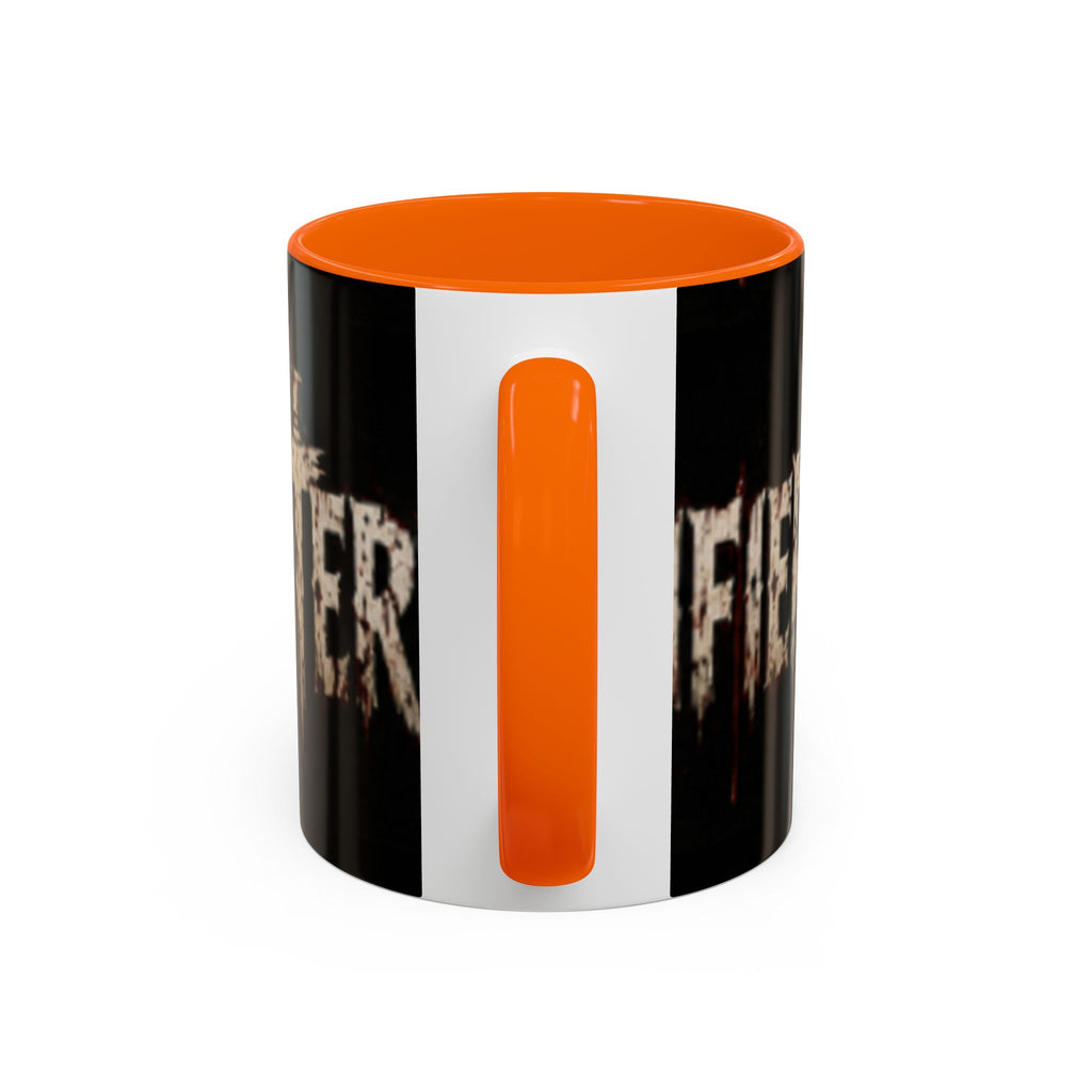 Terrified Horror Accent Coffee Mug — Gothic Scary Text Design (11/15 oz)
