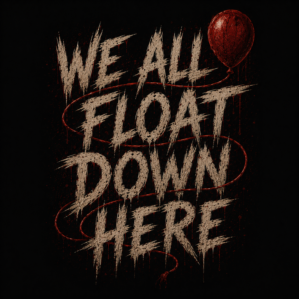 Horror Tie-Dye Tee — Pennywise "We All Float Down Here" Graphic Shirt
