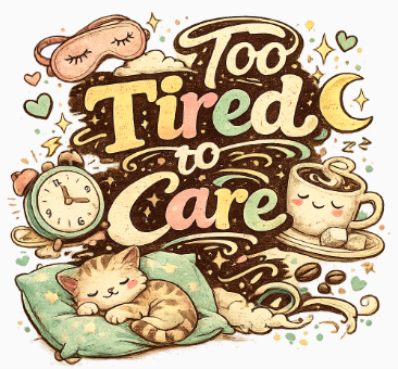 Too Tired To Care T-Shirt — Cute Sleepy Kawaii Graphic Tee