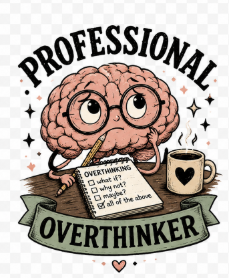 T-Shirt — "Professional Overthinker" Cute Brain Graphic Tee