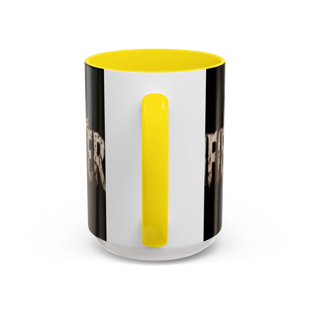 Terrified Horror Accent Coffee Mug — Gothic Scary Text Design (11/15 oz)