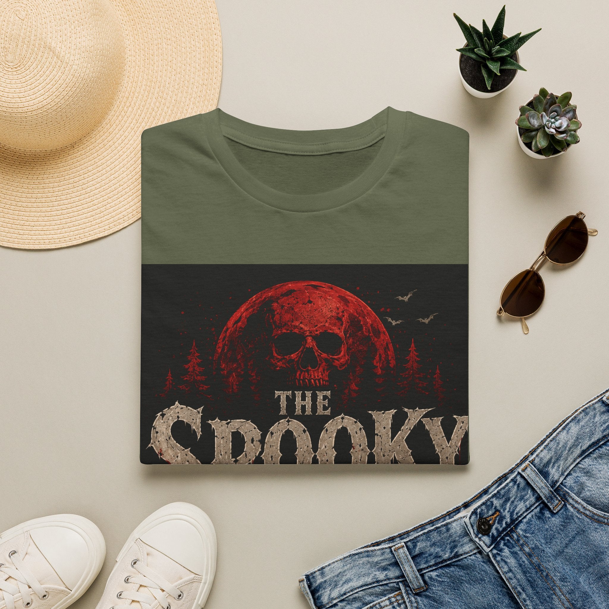 Spooky Homey T‑Shirt — Red Moon Skull Halloween Tee