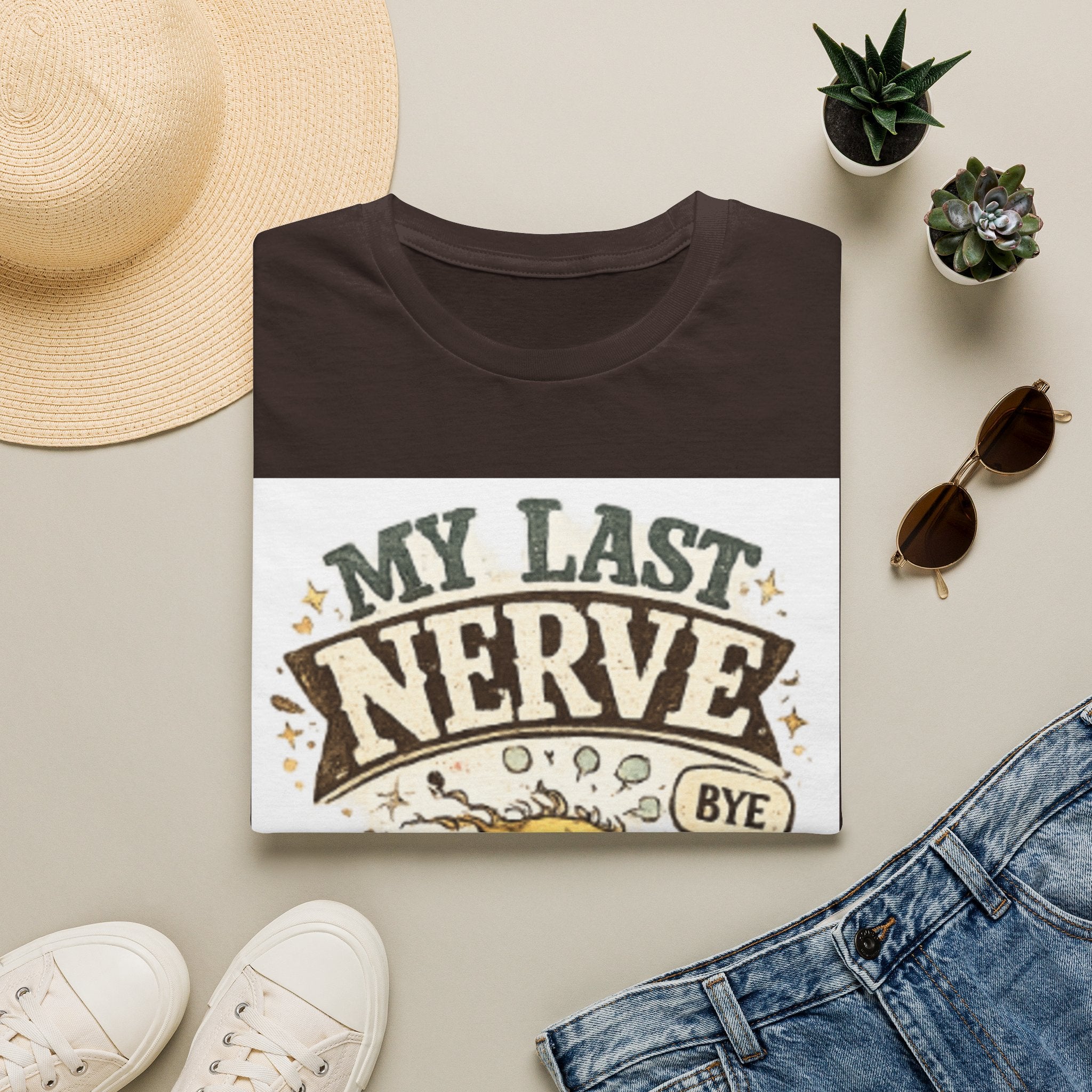 T-Shirt — "My Last Nerve (Bye)" Funny Graphic Tee — Sarcastic Humor Gift