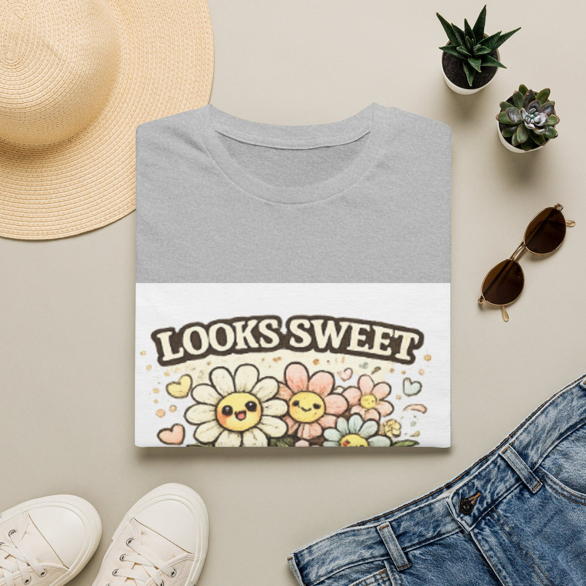 Looks Sweet Floral T-Shirt — Cute Retro Flowers "Looks Sweet, Swears a Lot" Tee