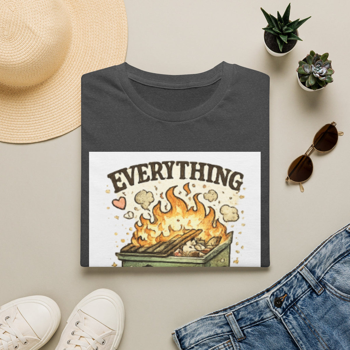 Everything Is Fine T-Shirt — Cute Kawaii Dumpster Fire Graphic Tee