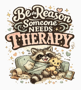 T-Shirt — "Be the Reason Someone Needs Therapy" Comfort Tee with Cute Raccoon Design