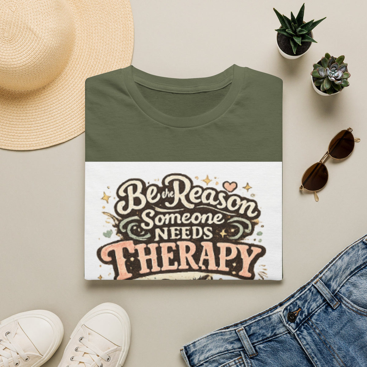 T-Shirt — "Be the Reason Someone Needs Therapy" Comfort Tee with Cute Raccoon Design