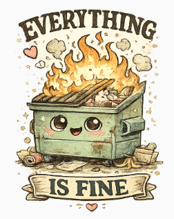Everything Is Fine T-Shirt — Cute Kawaii Dumpster Fire Graphic Tee