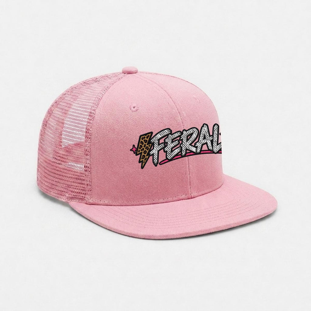 Embroidery Flat-Brim Mesh Cap