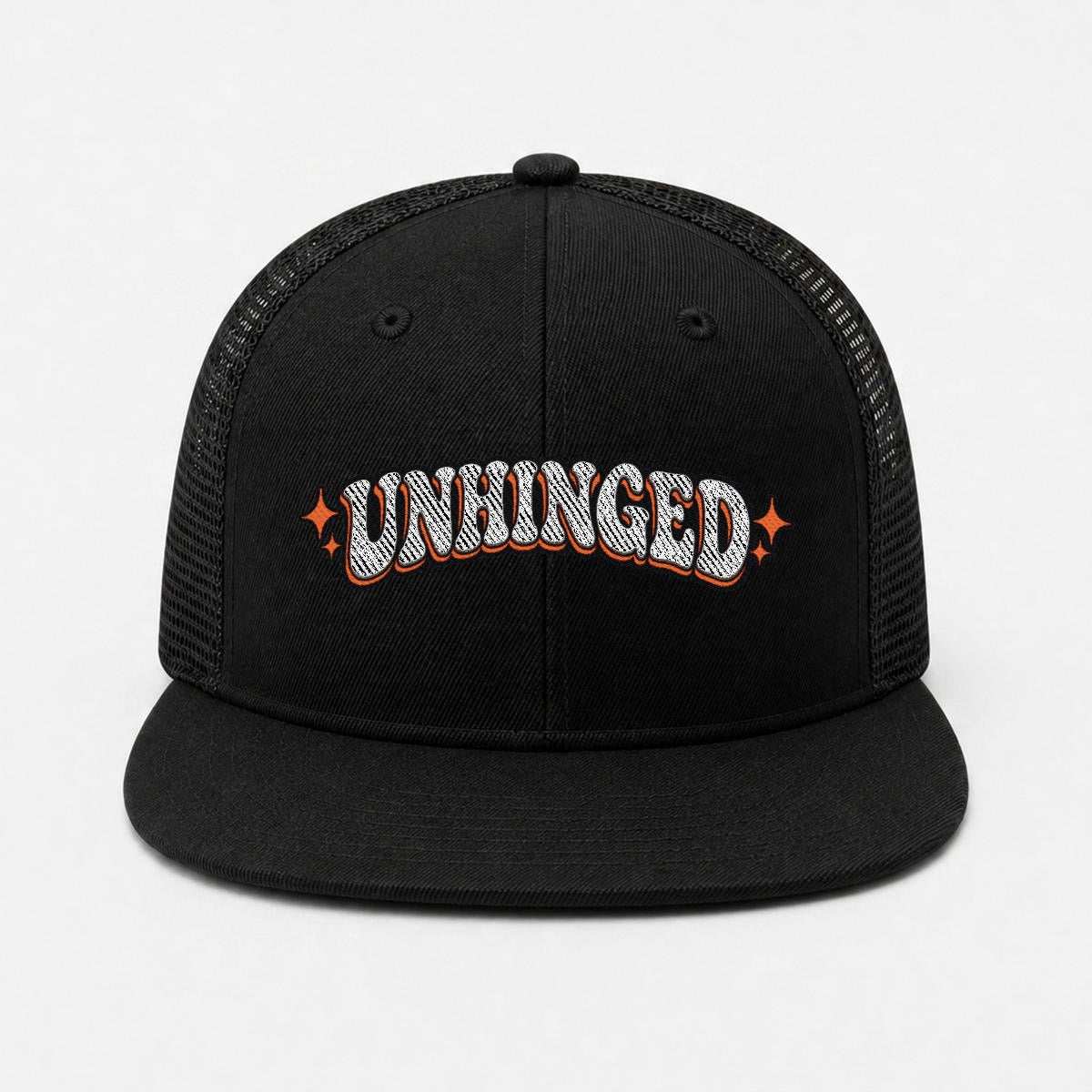 Embroidery Flat-Brim Mesh Cap