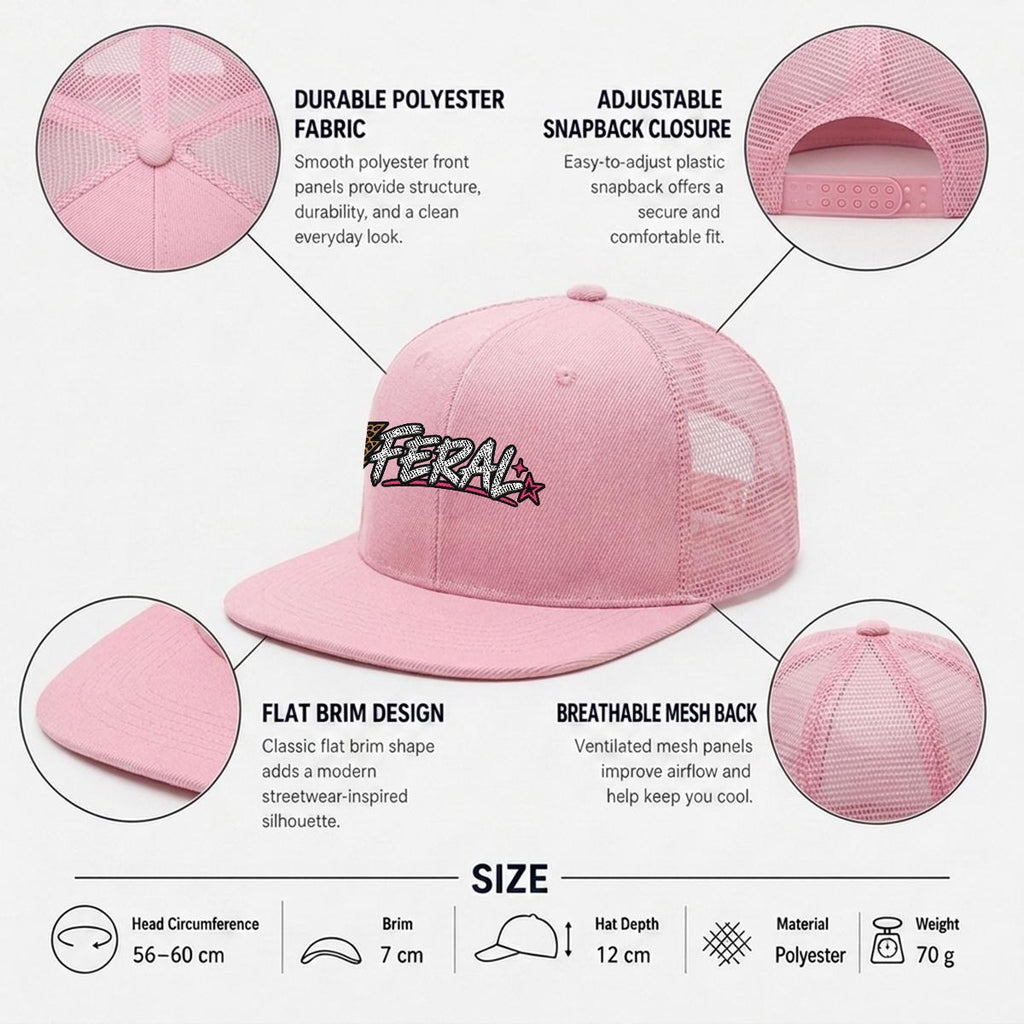 Embroidery Flat-Brim Mesh Cap
