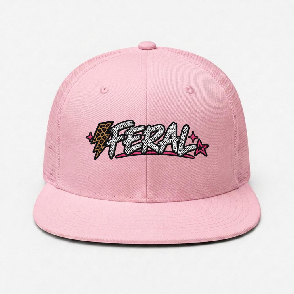 Embroidery Flat-Brim Mesh Cap