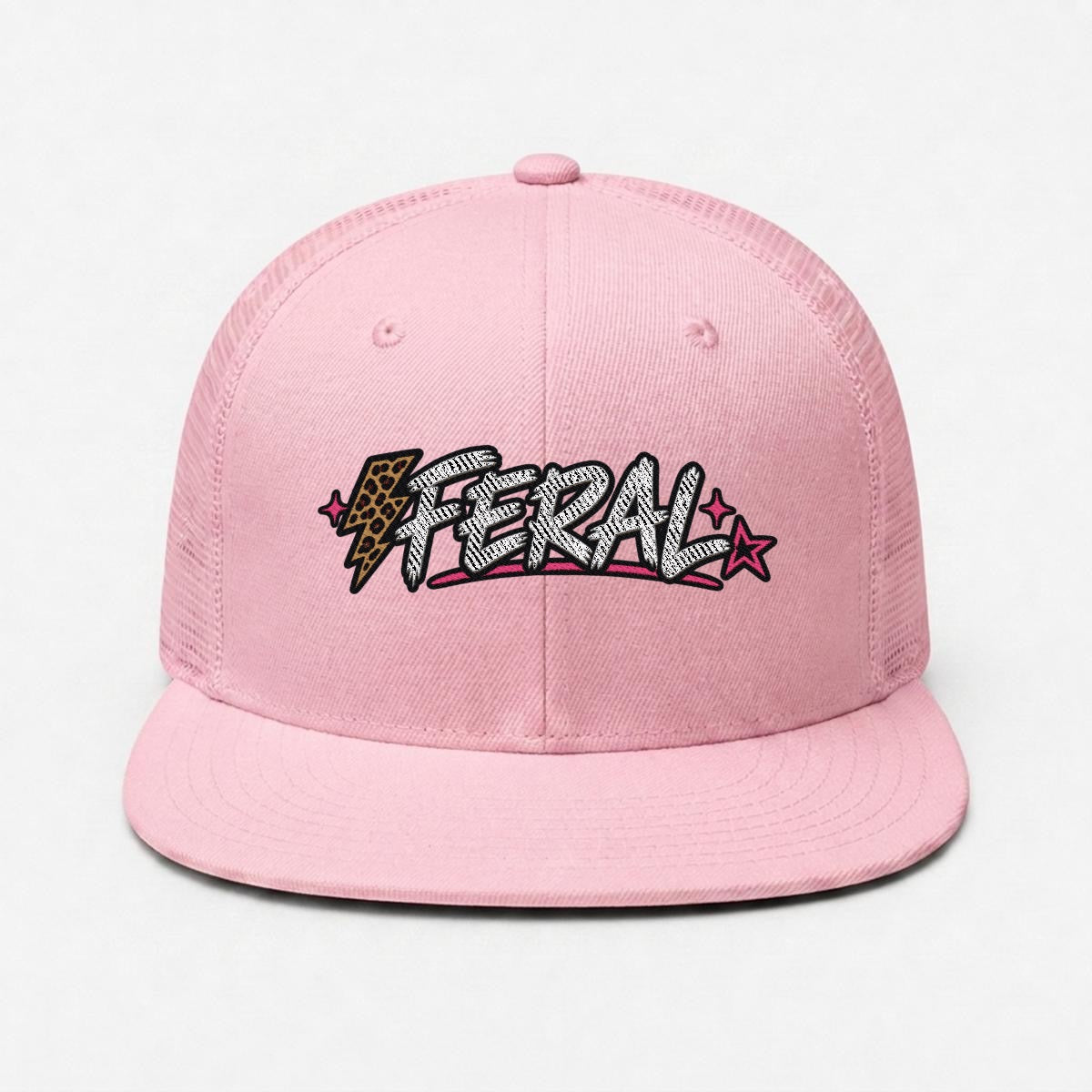 Embroidery Flat-Brim Mesh Cap