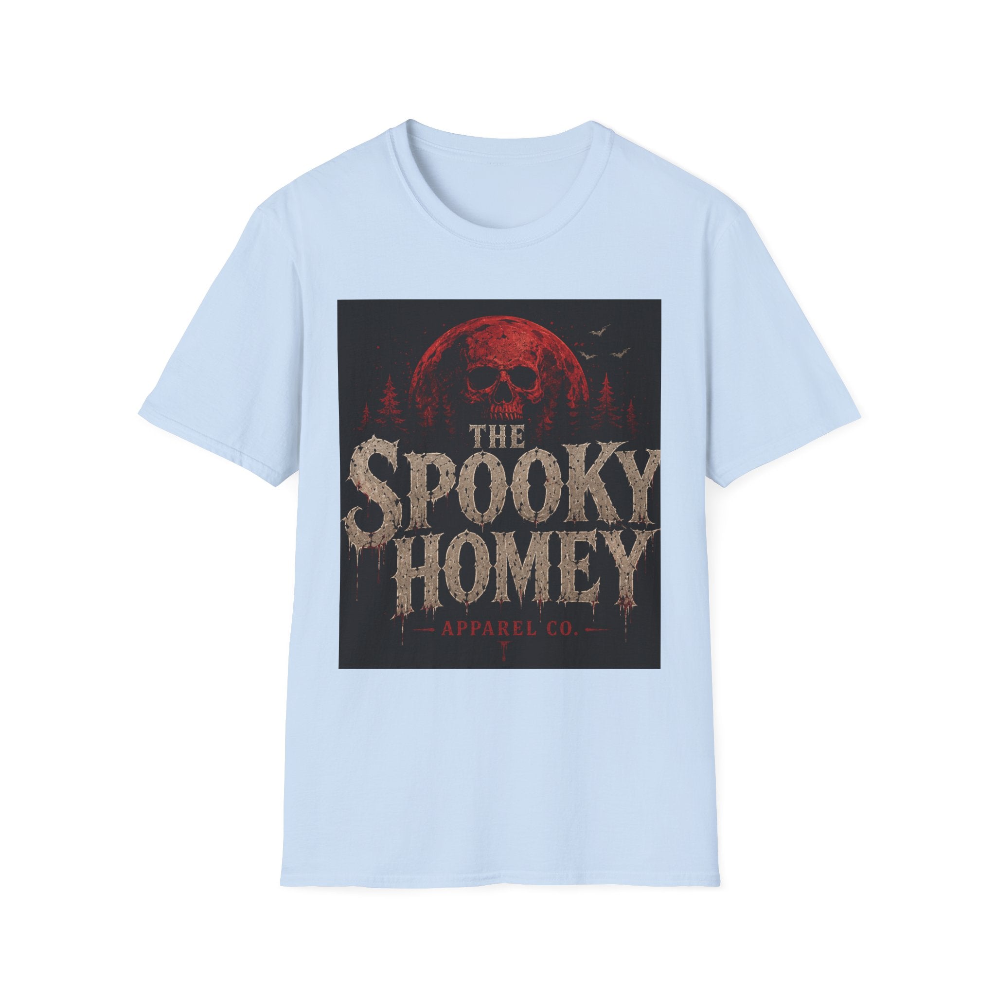 Spooky Homey T‑Shirt — Red Moon Skull Halloween Tee