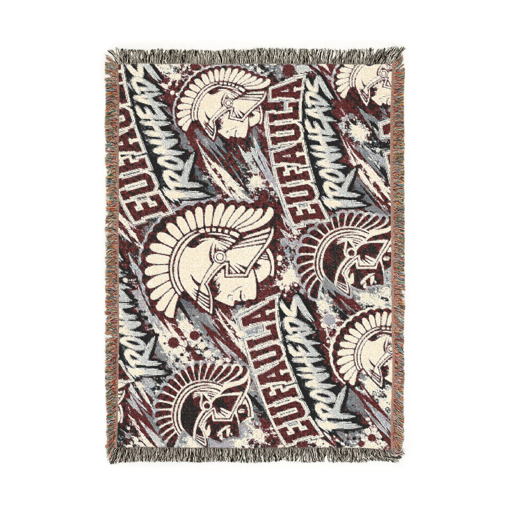 Eufaula Ironheads Woven Throw Blanket – Trojan Helmet Pattern
