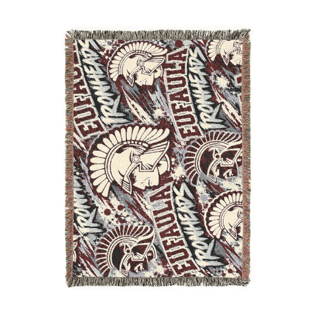 Eufaula Ironheads Woven Throw Blanket – Trojan Helmet Pattern