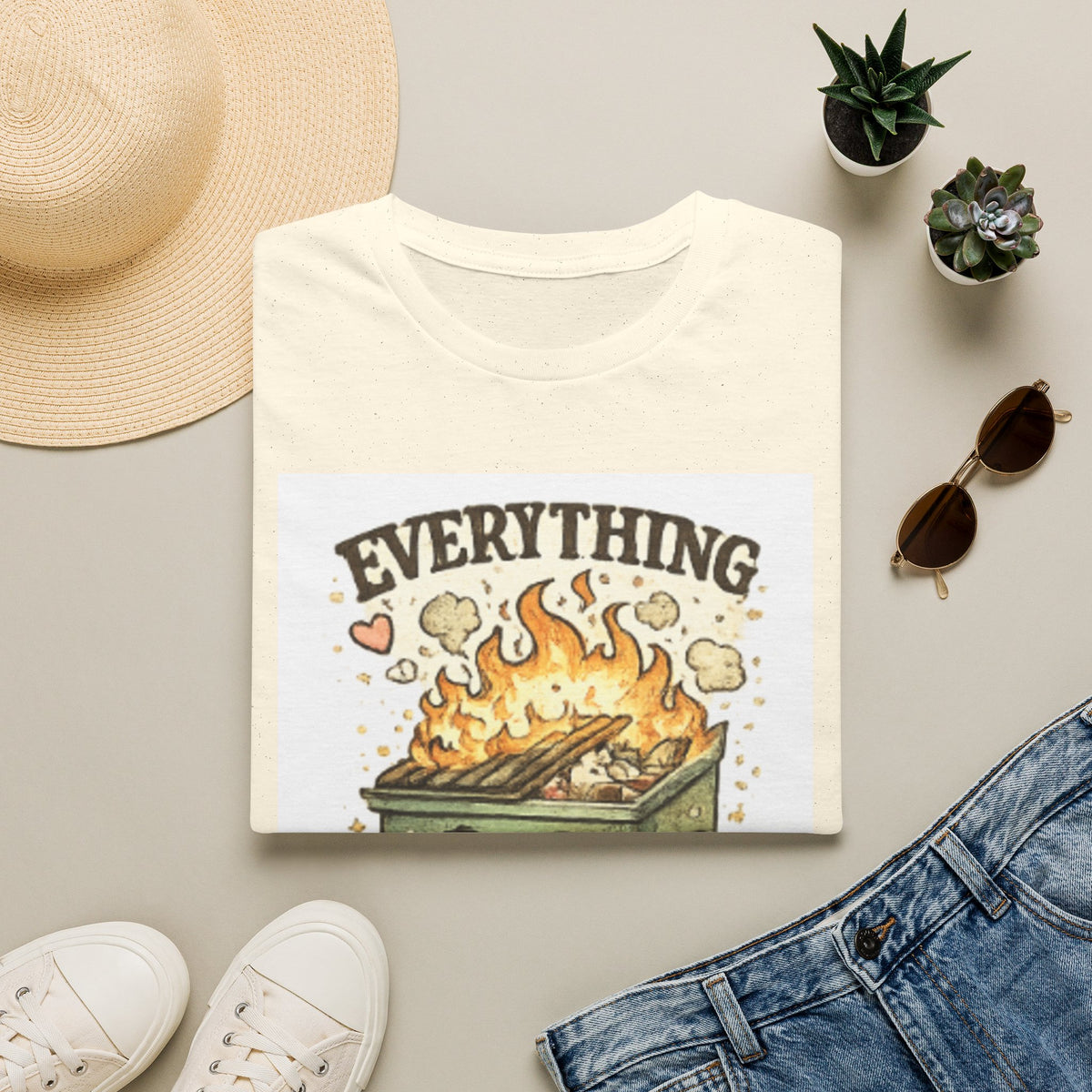 Everything Is Fine T-Shirt — Cute Kawaii Dumpster Fire Graphic Tee