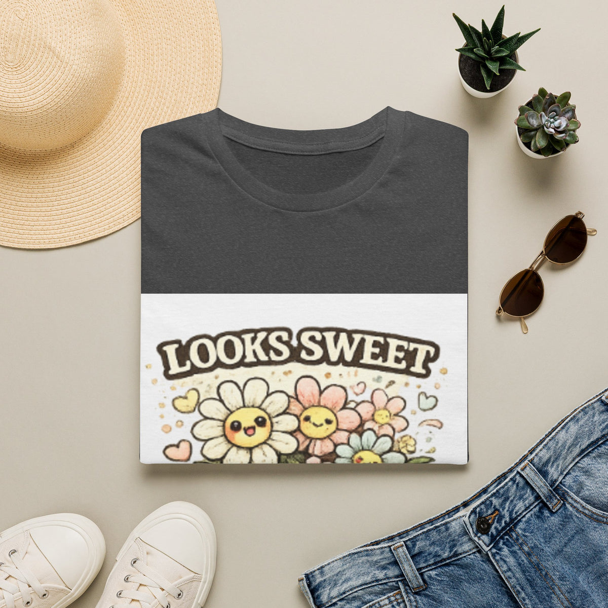 Looks Sweet Floral T-Shirt — Cute Retro Flowers "Looks Sweet, Swears a Lot" Tee