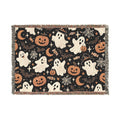 Halloween Ghosts & Pumpkins Woven Blanket — Cozy Spooky Throw for Fall Decor