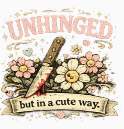 T-Shirt — "Unhinged but in a Cute Way" Floral Knife Graphic Tee
