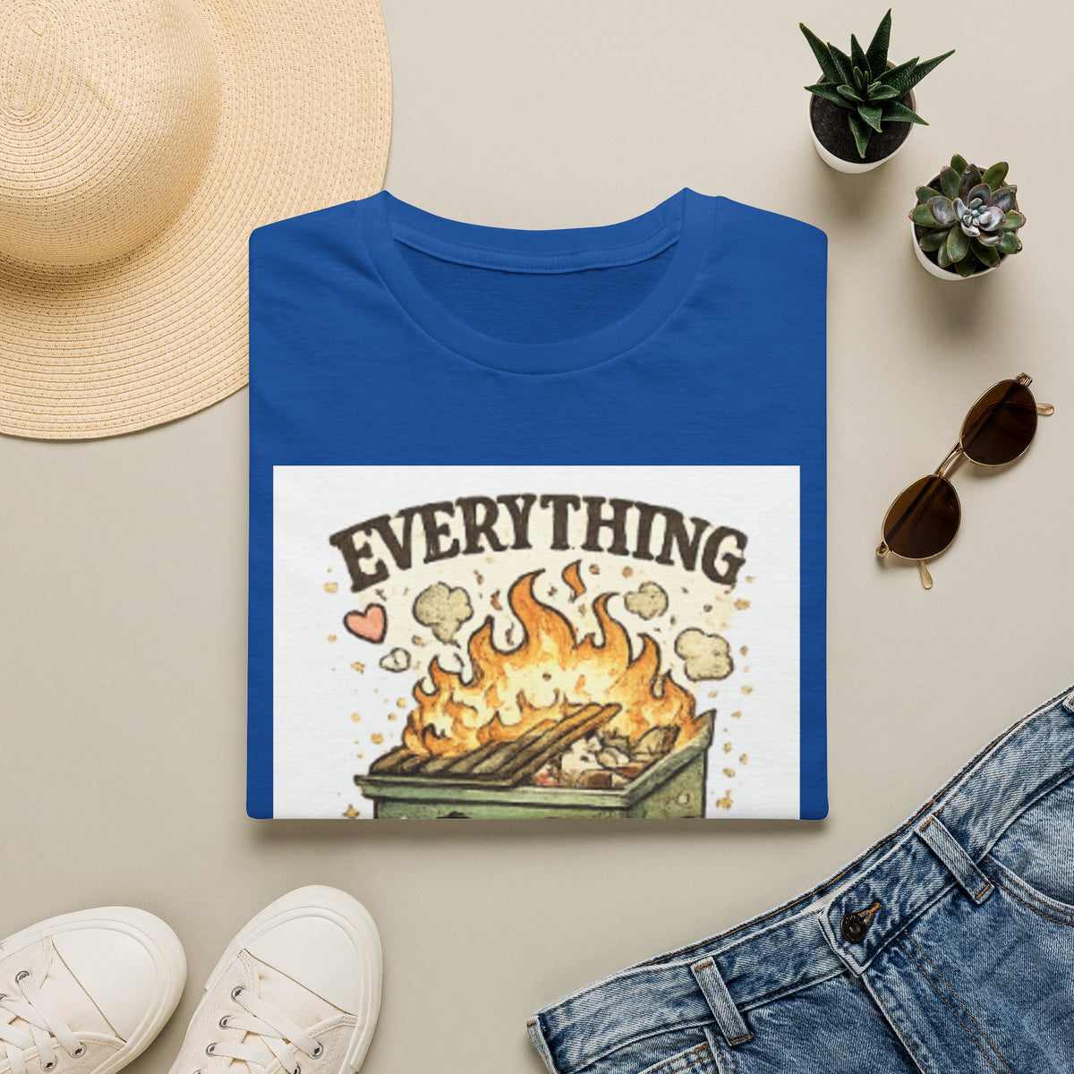 Everything Is Fine T-Shirt — Cute Kawaii Dumpster Fire Graphic Tee