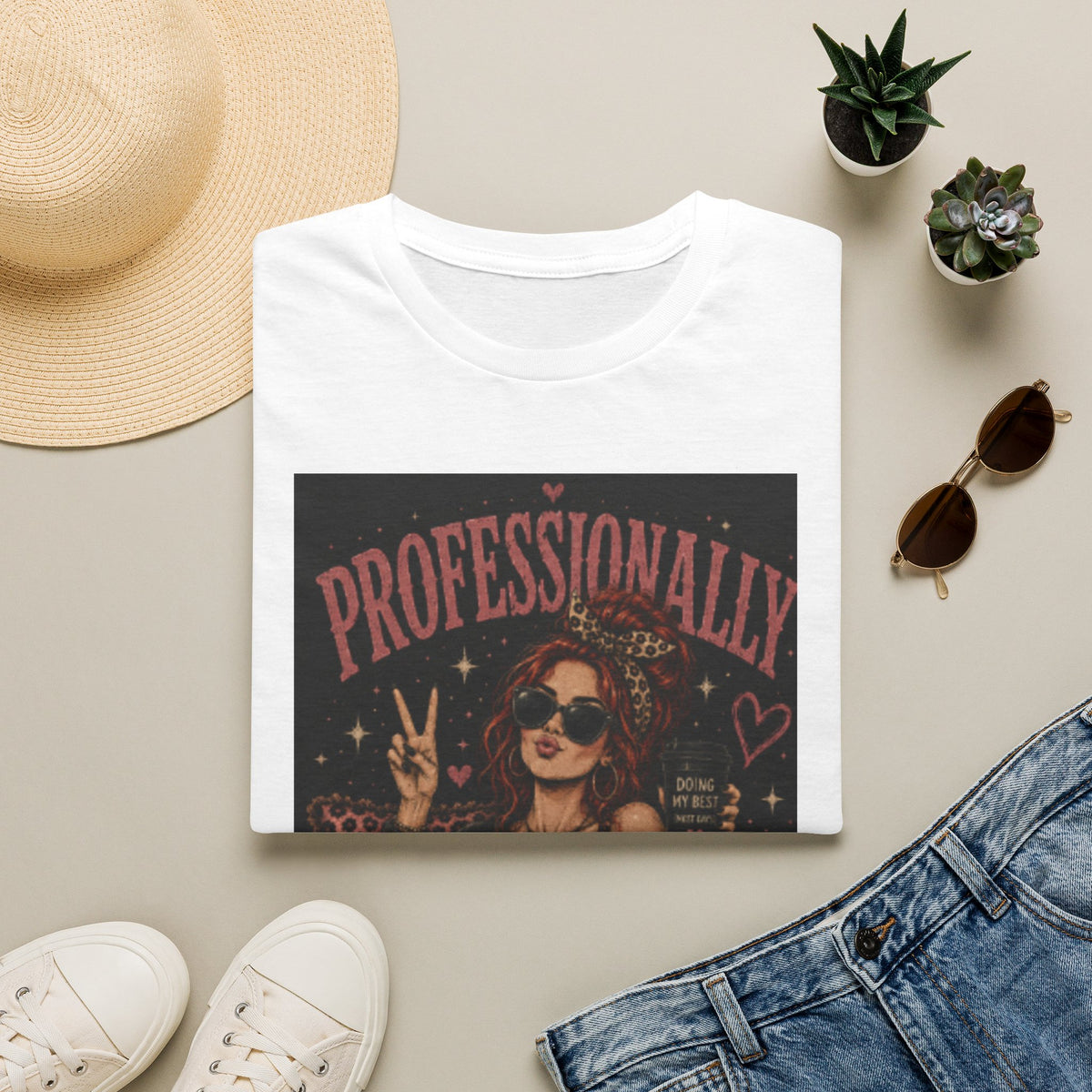 Professionally Unprofessional T-Shirt — Retro Femme Peace Sign Graphic Tee