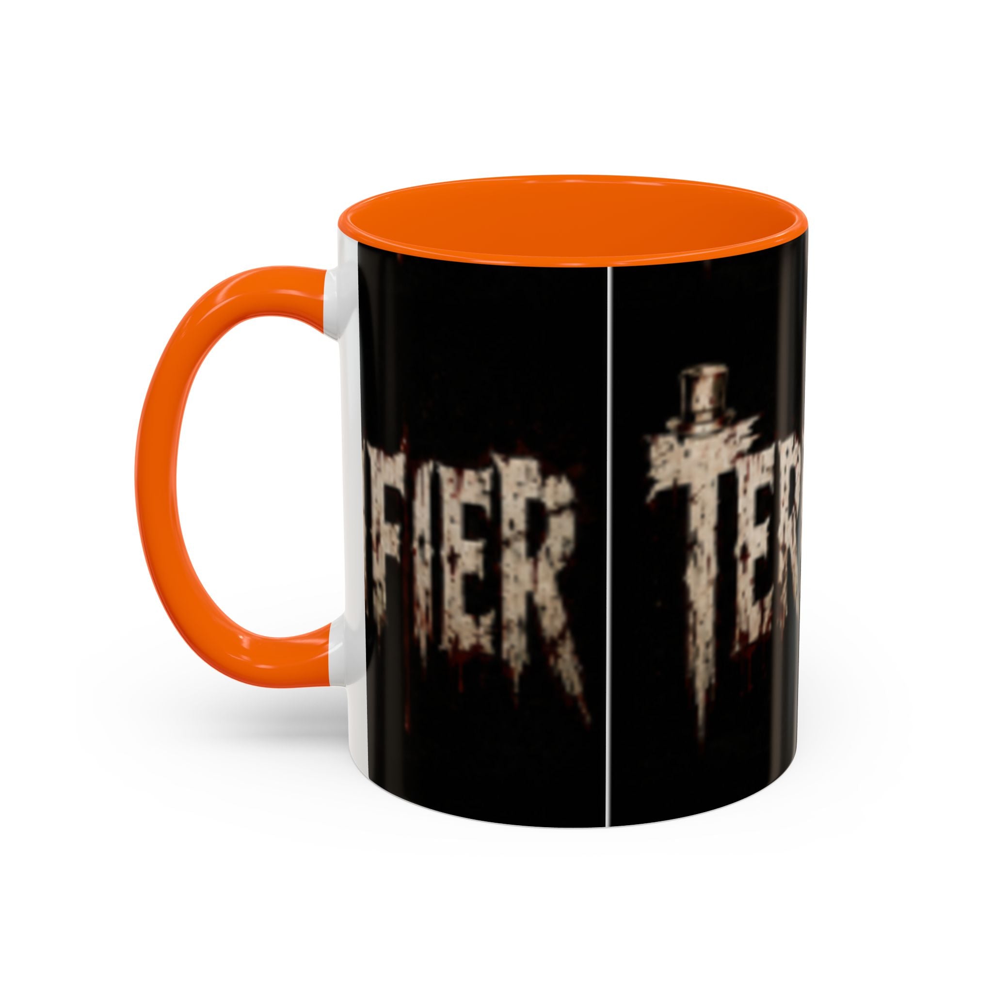 Terrified Horror Accent Coffee Mug — Gothic Scary Text Design (11/15 oz)