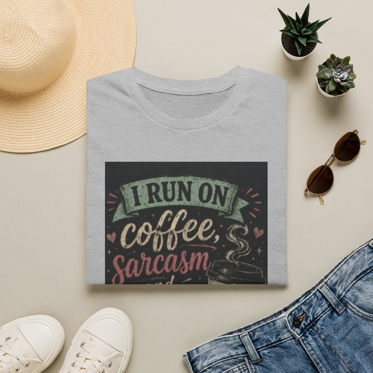 Coffee & Sarcasm T‑Shirt — “I Run On Coffee, Sarcasm and Poor Impulse Control”