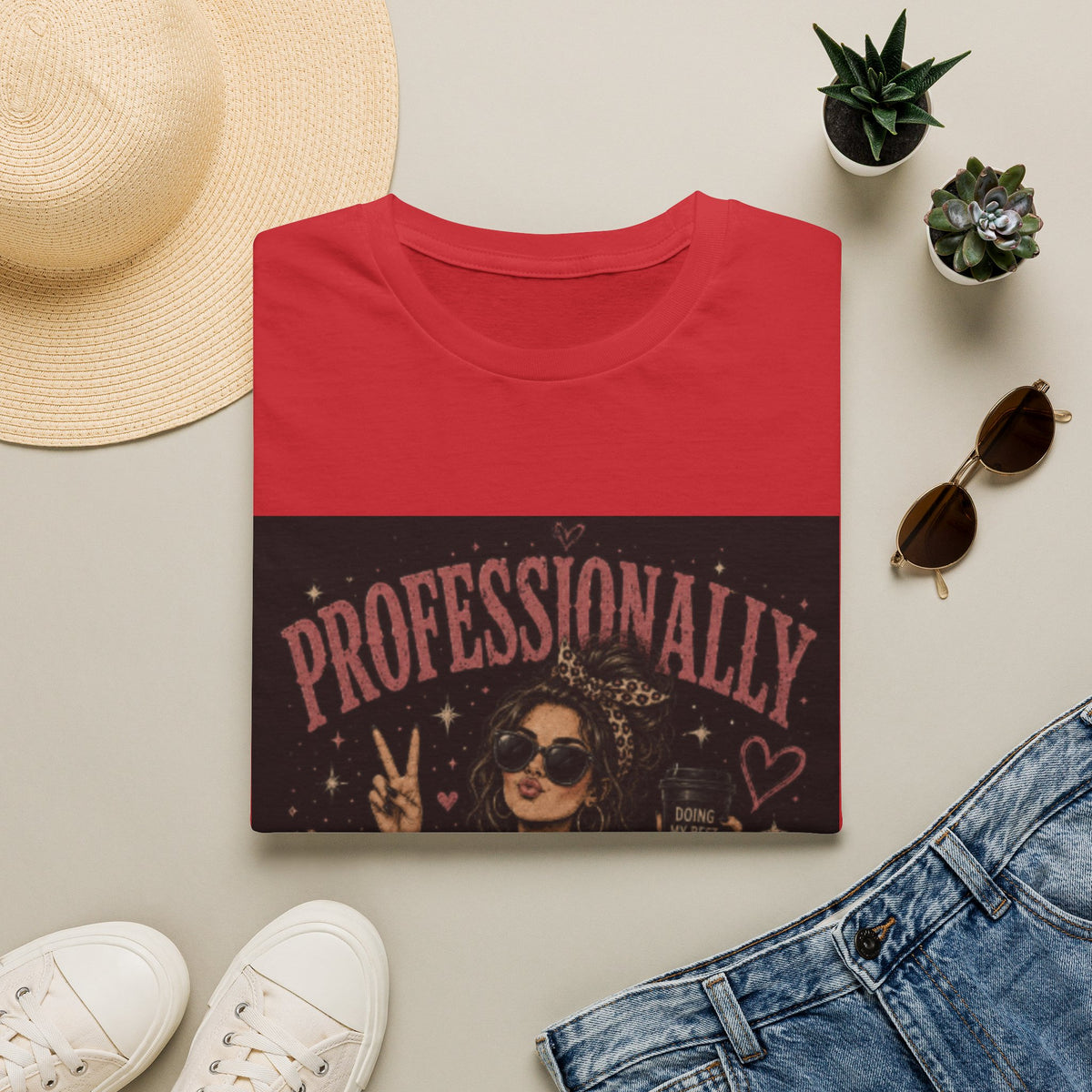 Professionally Unprofessional Graphic T-Shirt — Funny Retro Peace Sign Tee
