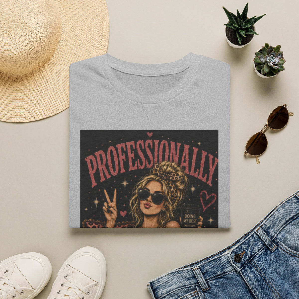 Professionally Unprofessional T-Shirt — Retro Boho Woman Graphic Tee