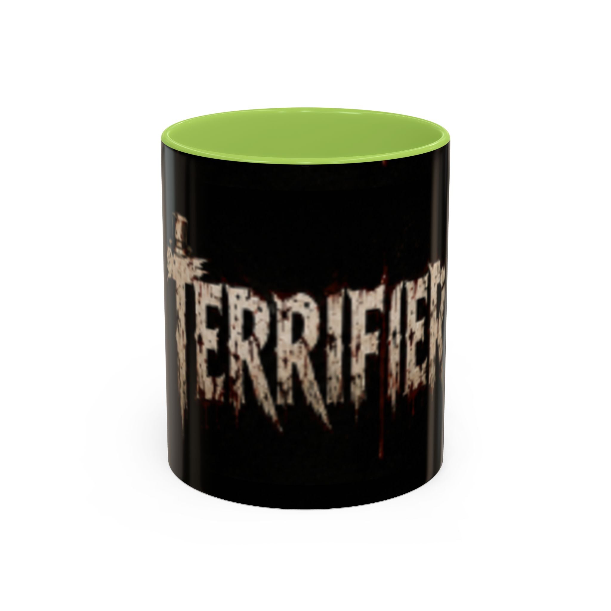 Terrified Horror Accent Coffee Mug — Gothic Scary Text Design (11/15 oz)