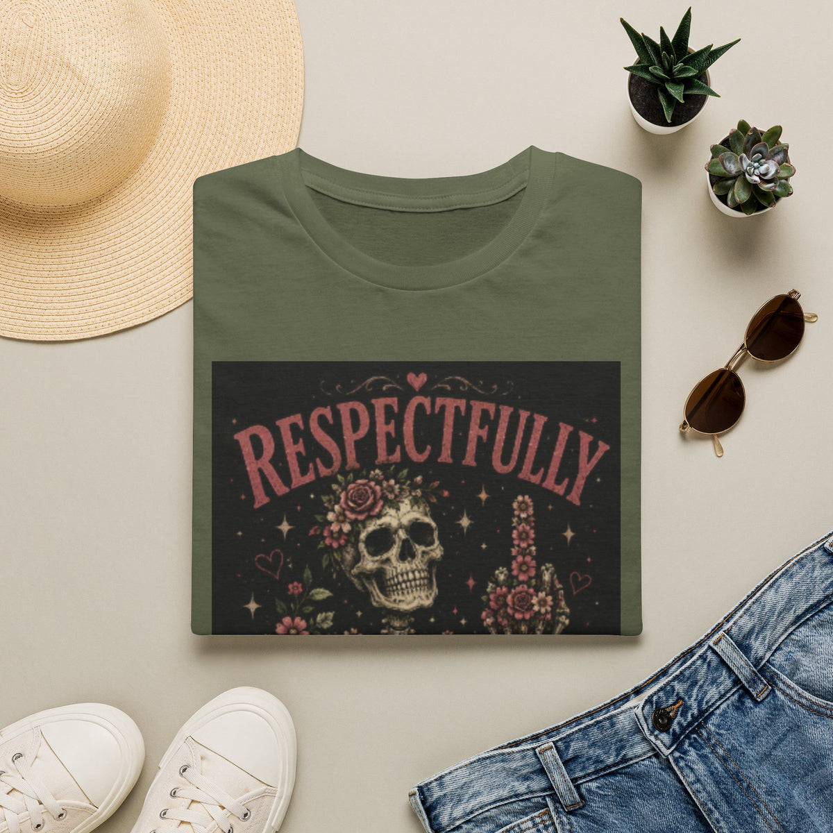 Respectfully — Skull Floral Graphic T‑Shirt ("Respectfully absolutely not")