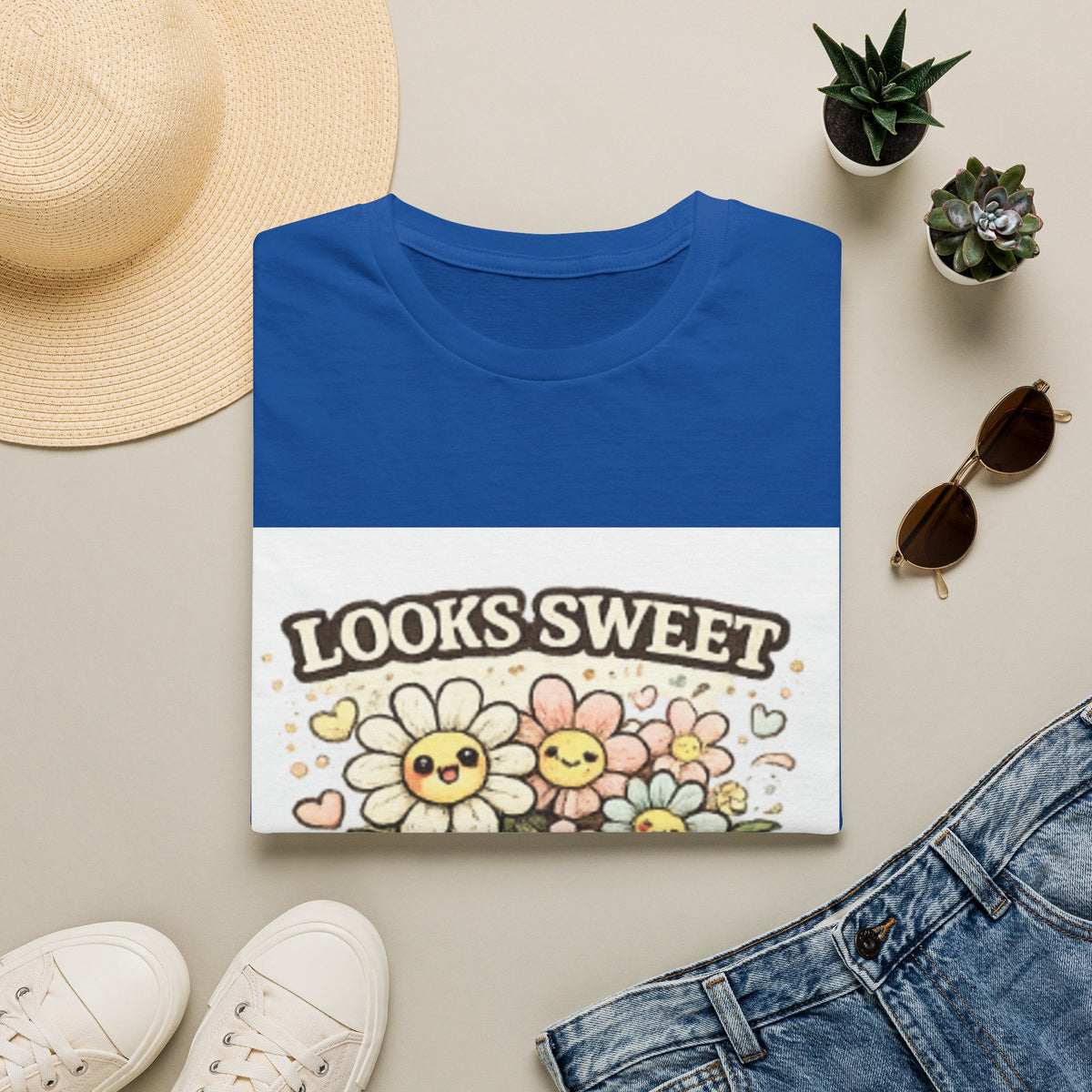 Looks Sweet Floral T-Shirt — Cute Retro Flowers "Looks Sweet, Swears a Lot" Tee