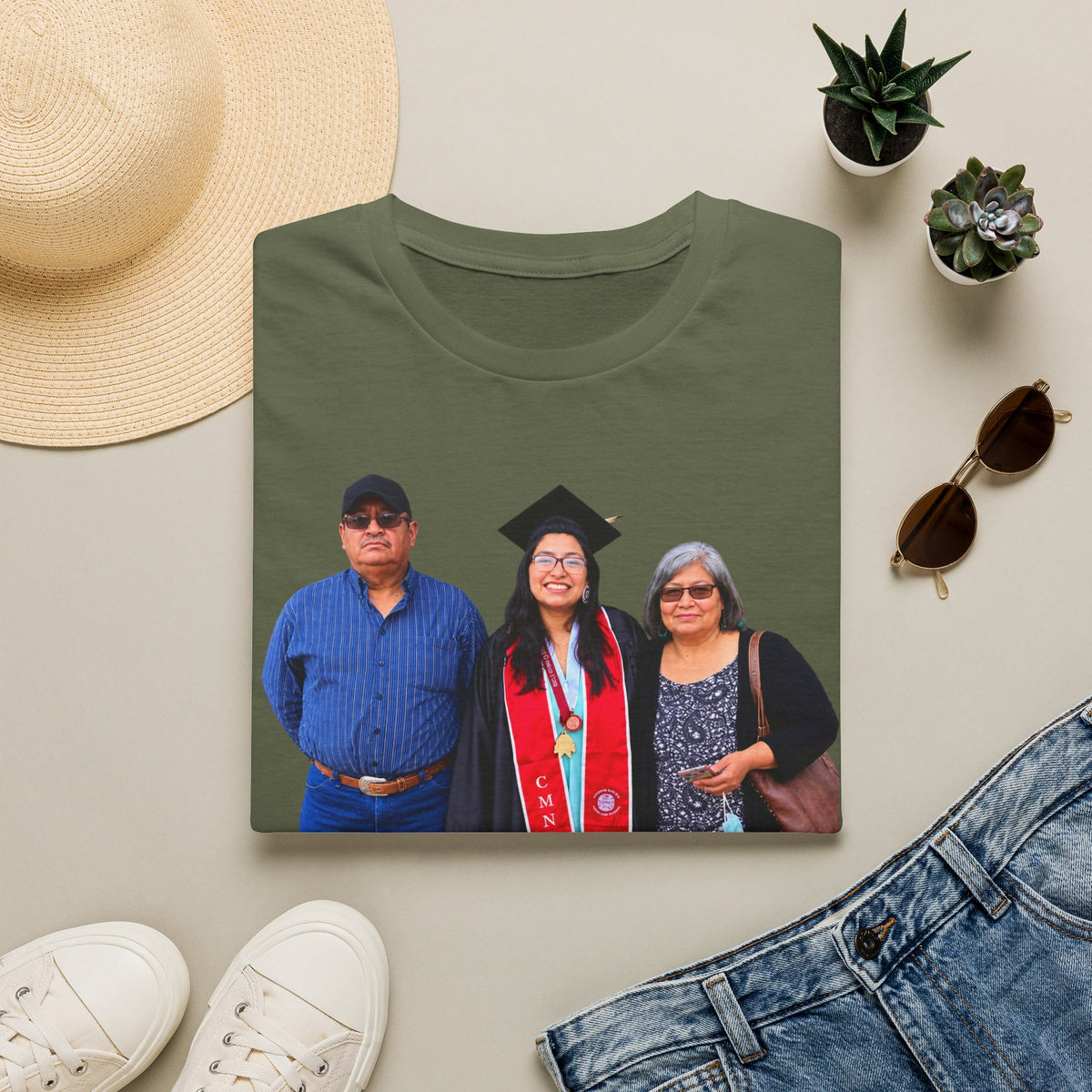 Graduation Family Photo T-Shirt — Custom Grad Portrait Tee