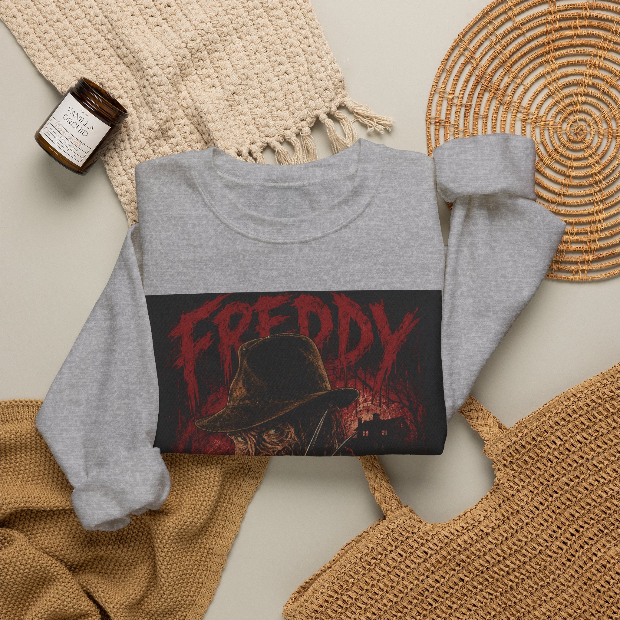 Freddy Krueger Horror Crewneck Sweatshirt - "Welcome To My Nightmare Bitch" Graphic