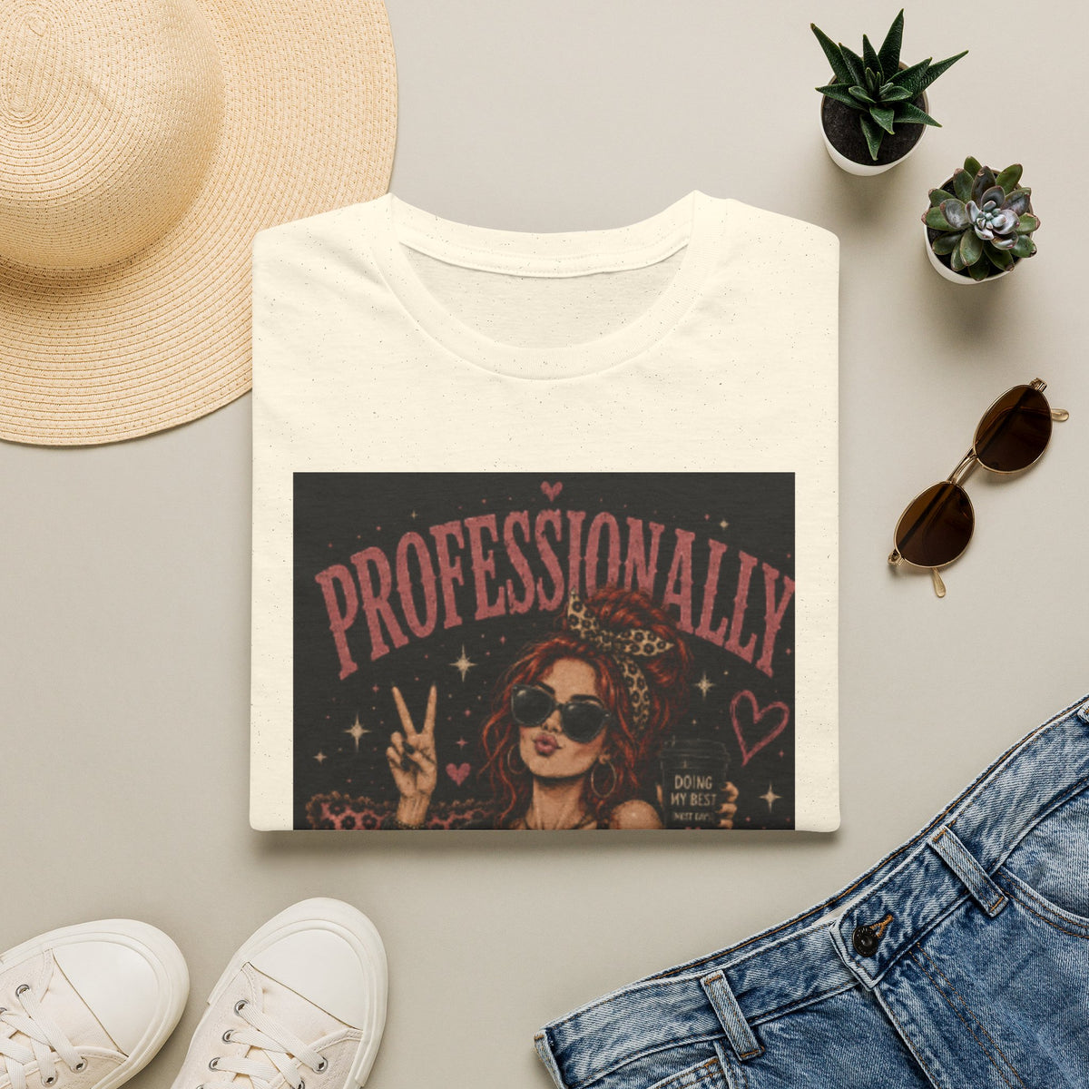 Professionally Unprofessional T-Shirt — Retro Femme Peace Sign Graphic Tee