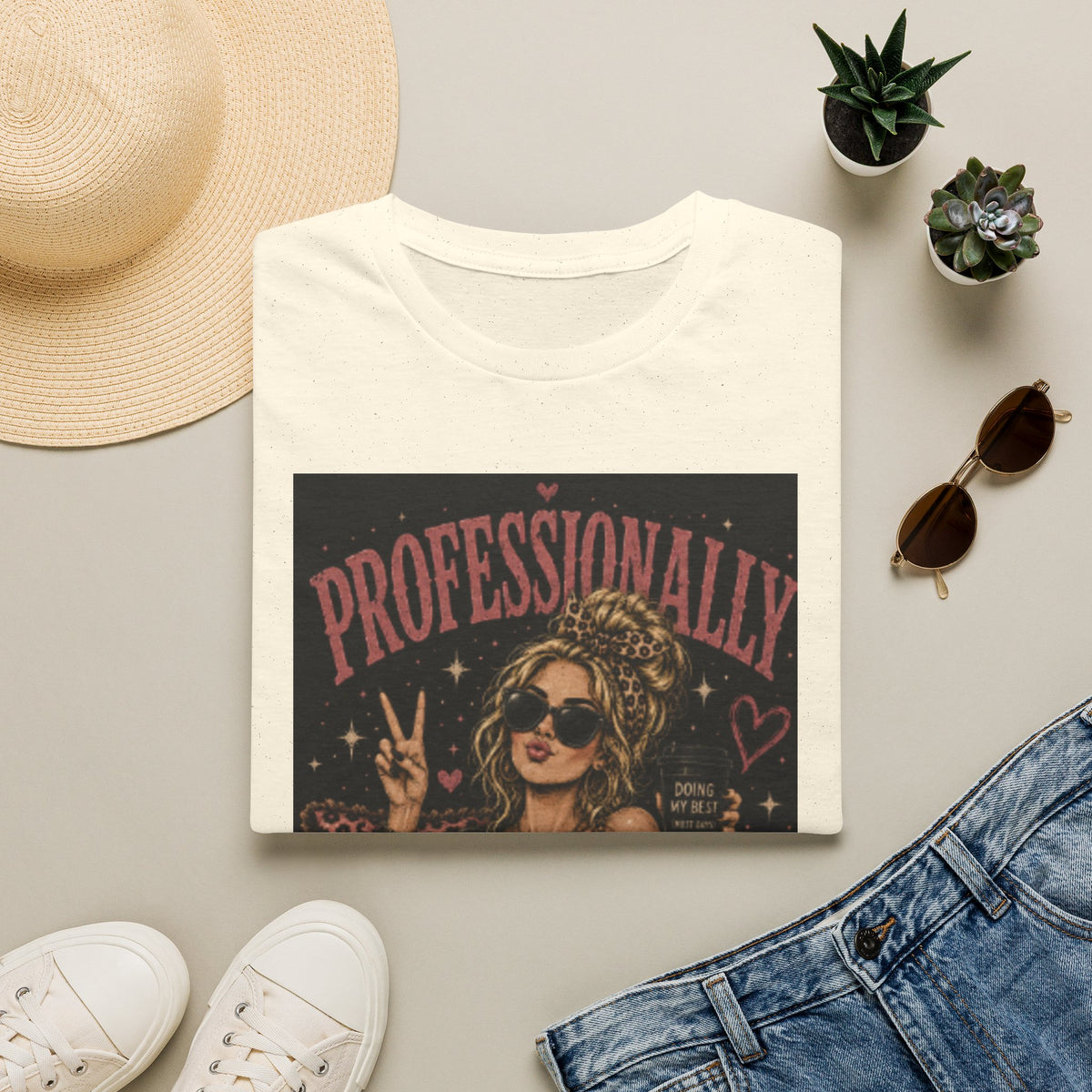 Professionally Unprofessional T-Shirt — Retro Boho Woman Graphic Tee