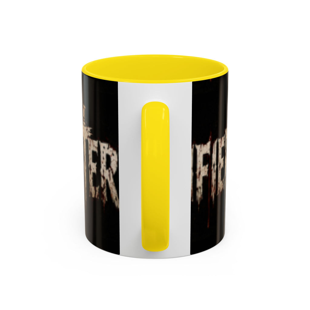 Terrified Horror Accent Coffee Mug — Gothic Scary Text Design (11/15 oz)