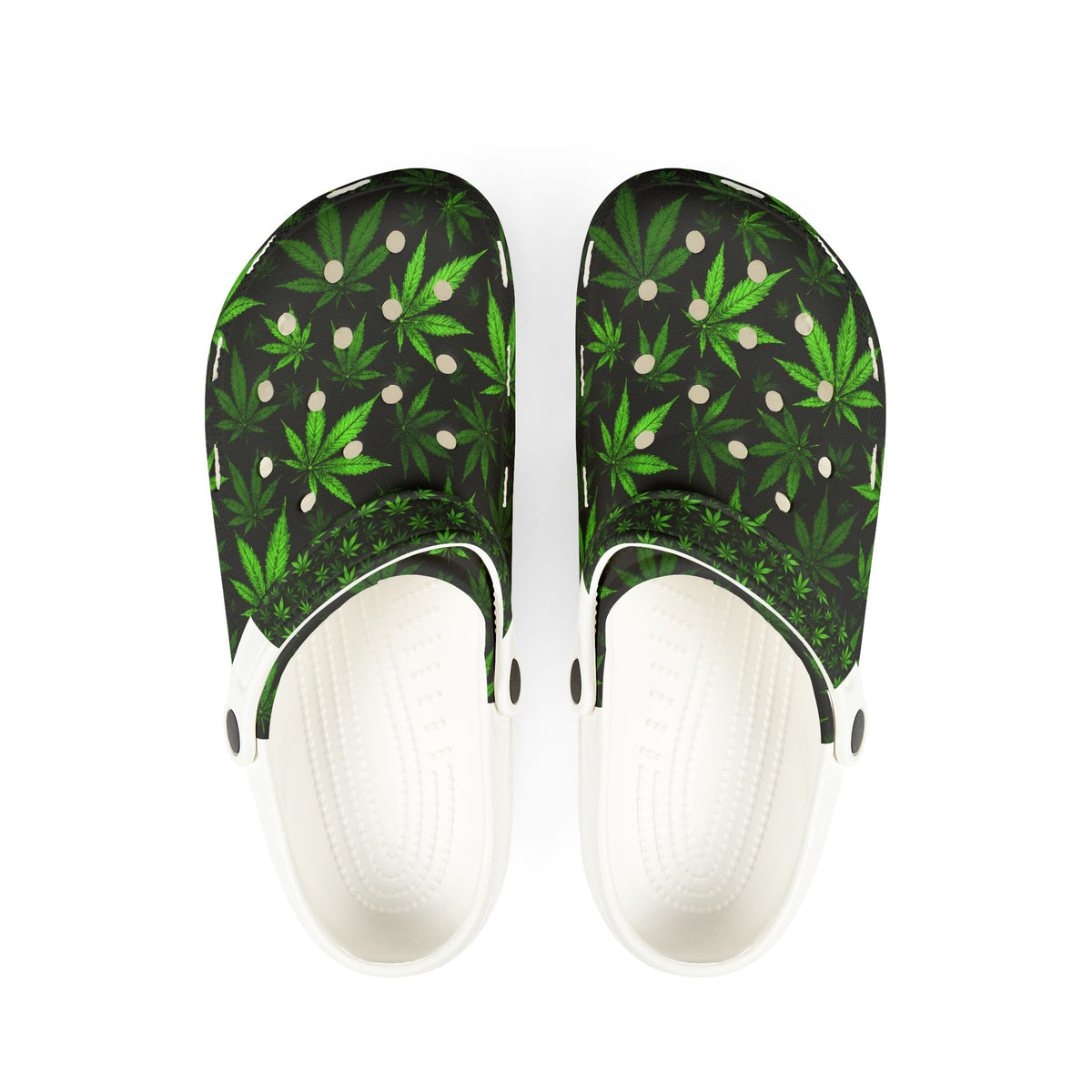 Leaf Pattern EVA Clogs — Green Cannabis Leaf Slip-On Shoes