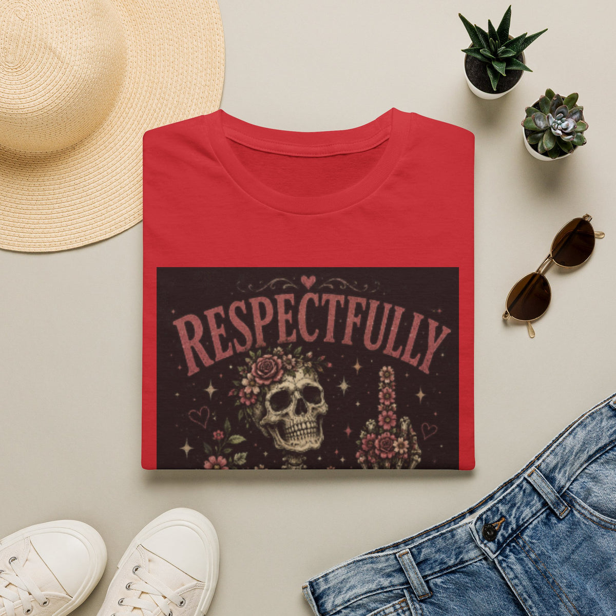 Respectfully — Skull Floral Graphic T‑Shirt ("Respectfully absolutely not")