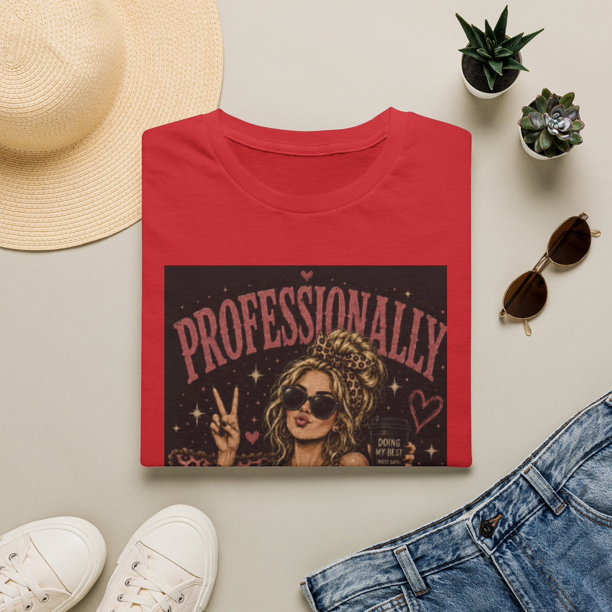 Professionally Unprofessional T-Shirt — Retro Boho Woman Graphic Tee