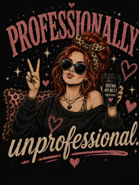 Professionally Unprofessional T-Shirt — Retro Femme Peace Sign Graphic Tee