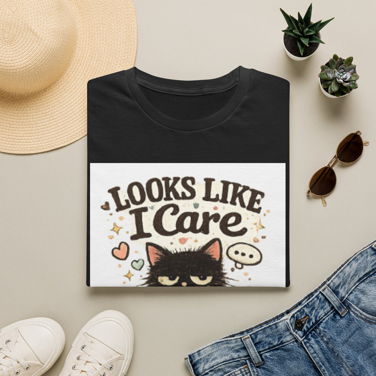 Looks Like I Care Cat T-Shirt — Funny Sarcastic Cat Tee