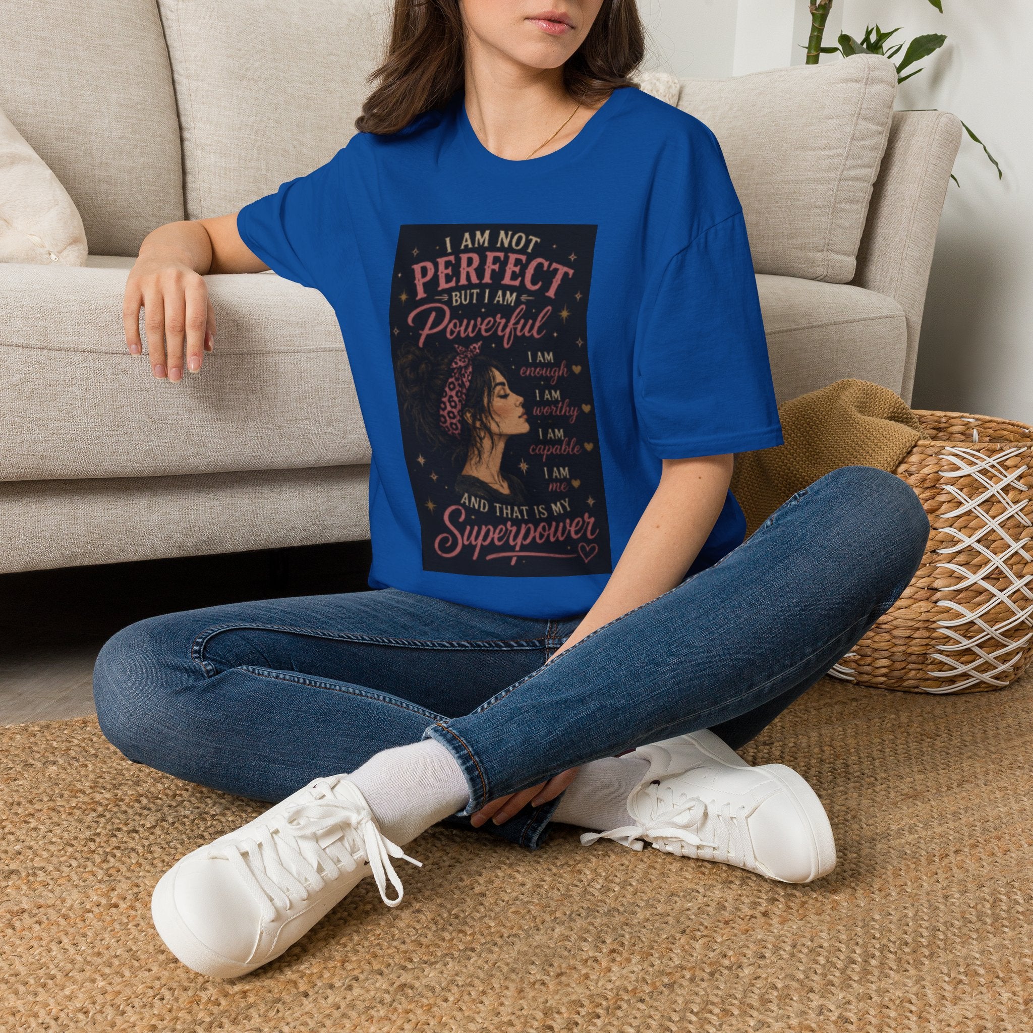 Powerful Woman Graphic T-Shirt — "I Am Not Perfect But I Am Powerful" Motivational Tee