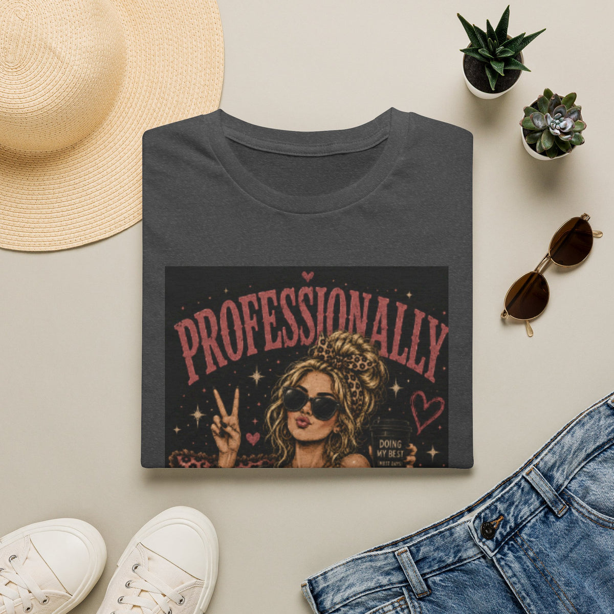 Professionally Unprofessional T-Shirt — Retro Boho Woman Graphic Tee