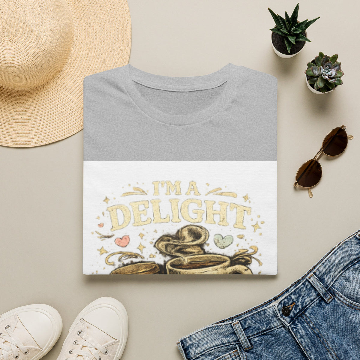 Coffee Mug T-Shirt — “I'm a Delight (Give Me Five Minutes)” Retro Coffee Graphic Tee