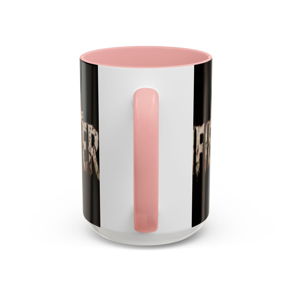 Terrified Horror Accent Coffee Mug — Gothic Scary Text Design (11/15 oz)