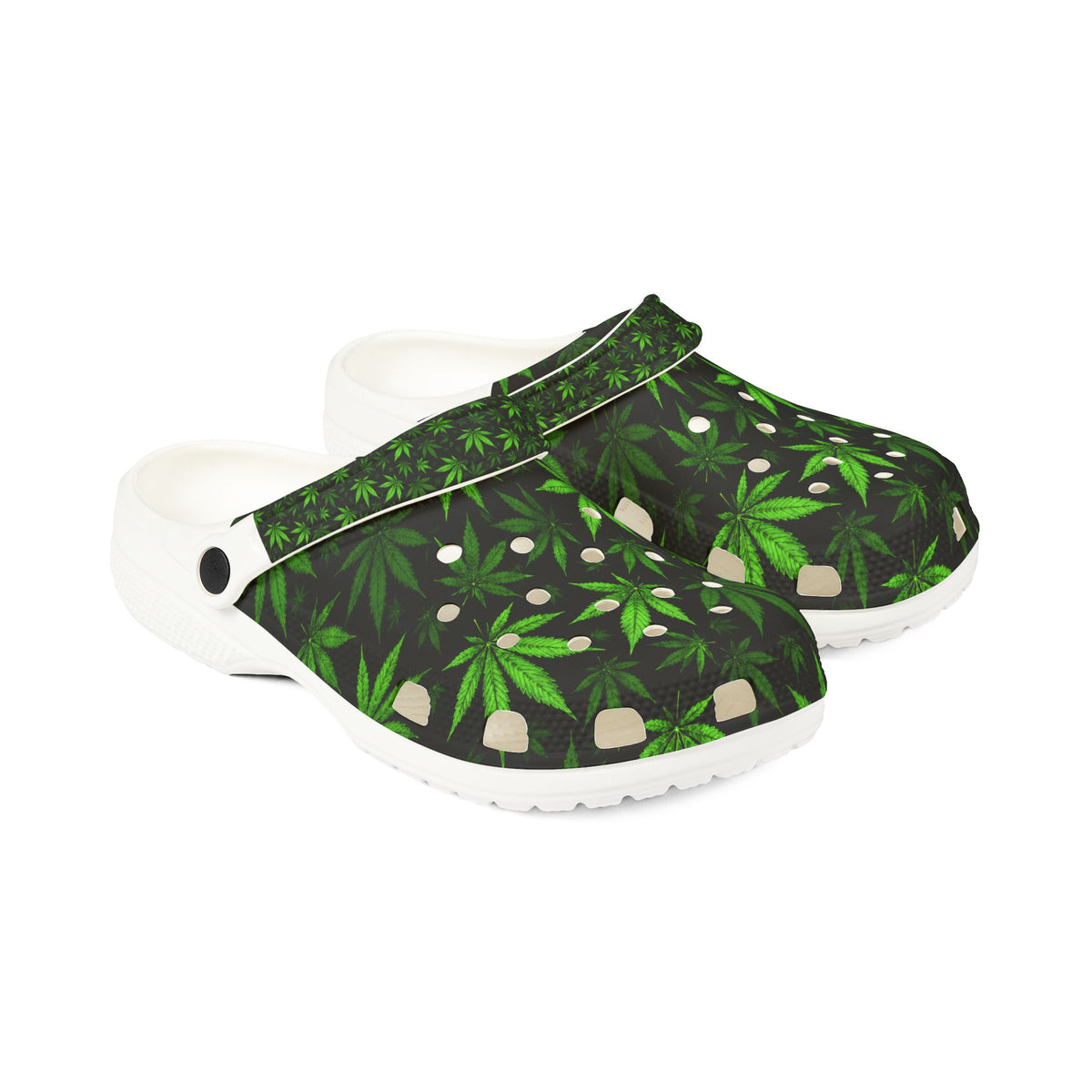 Leaf Pattern EVA Clogs — Green Cannabis Leaf Slip-On Shoes