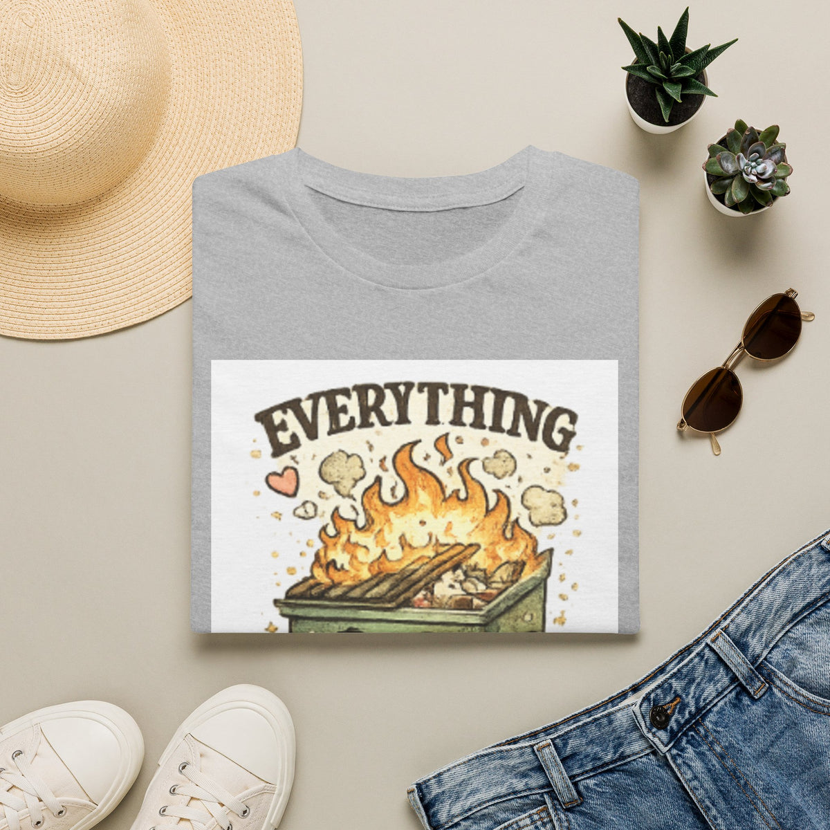 Everything Is Fine T-Shirt — Cute Kawaii Dumpster Fire Graphic Tee