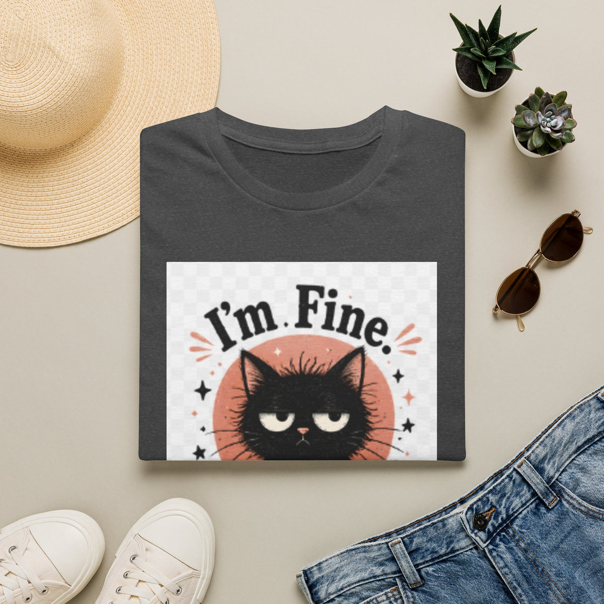 I'm Fine Cat T-Shirt — Funny Grumpy Cat Graphic Tee ("It’s Everyone Else")